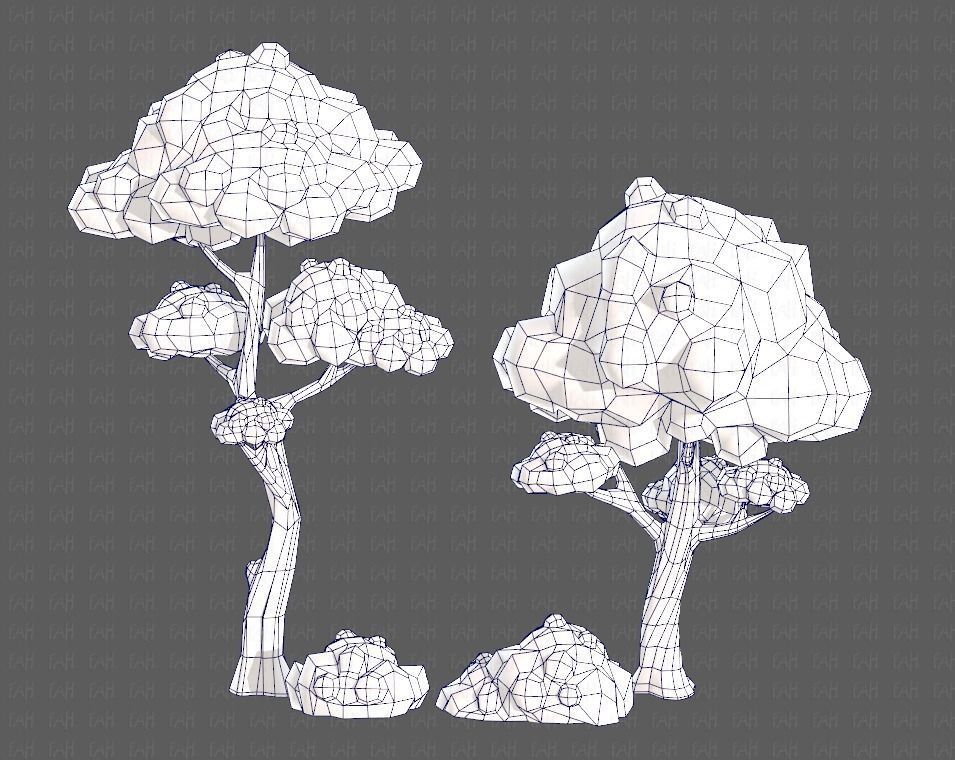 Trees Cartoon V09 Low-poly 3D model_25