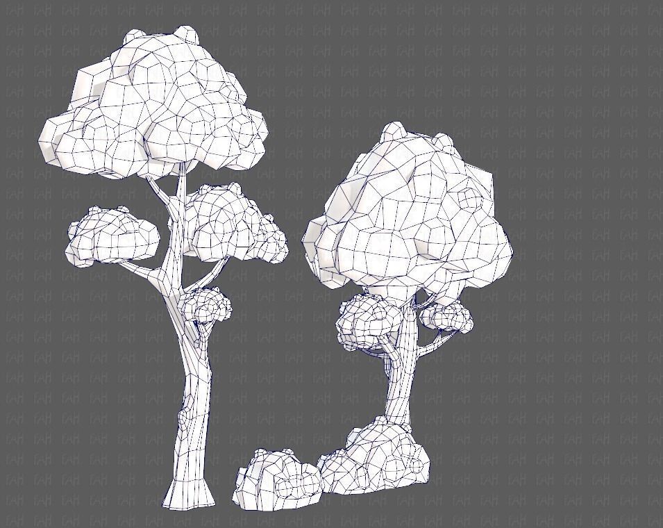 Trees Cartoon V09 Low-poly 3D model_26