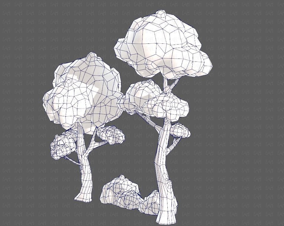 Trees Cartoon V09 Low-poly 3D model_28