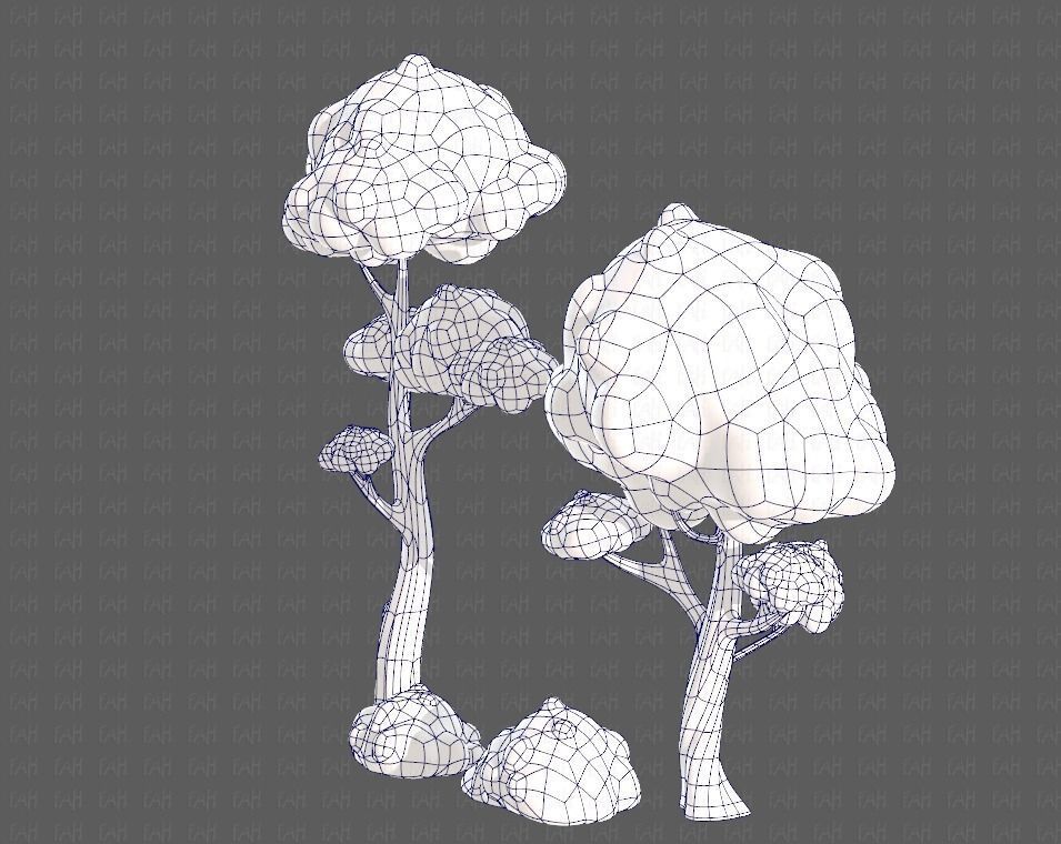Trees Cartoon V09 Low-poly 3D model_16