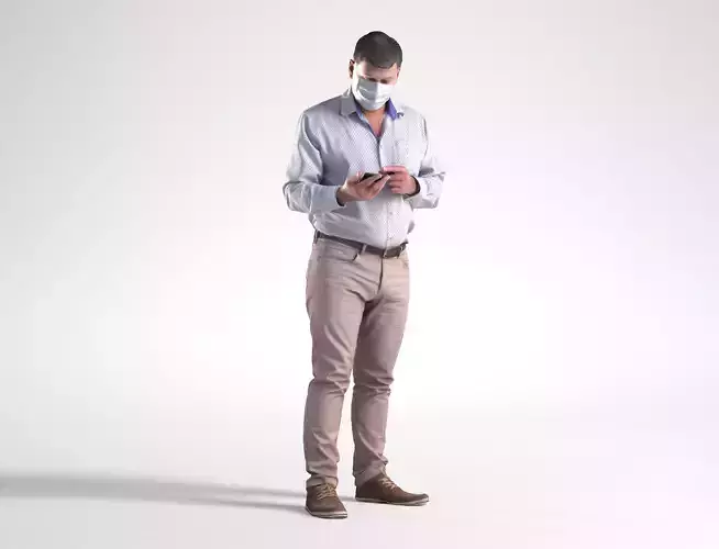 Man Casual Outfit Standing Low poly Mark 1812