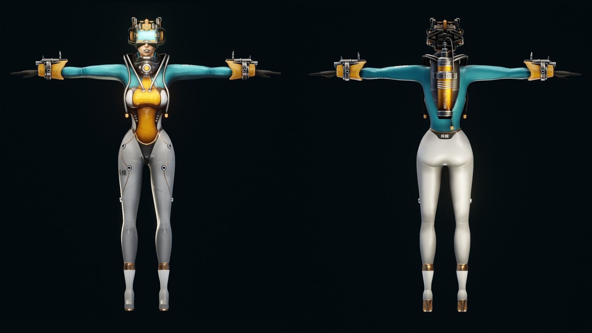 Sci-Fi Scout Girl Low-poly 3D model_6