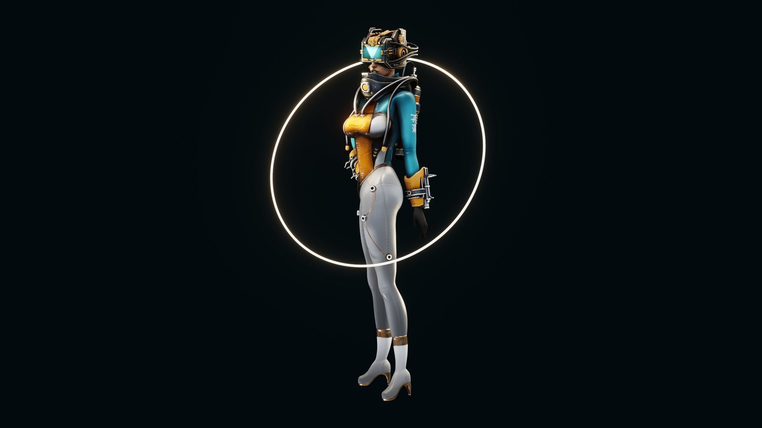 Sci-Fi Scout Girl Low-poly 3D model_4