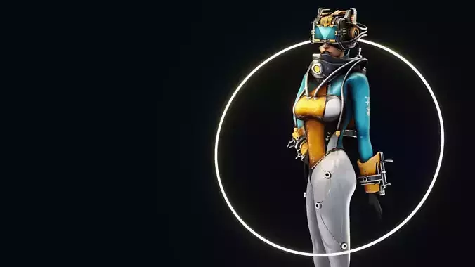 Sci-Fi Scout Girl Low-poly 3D model