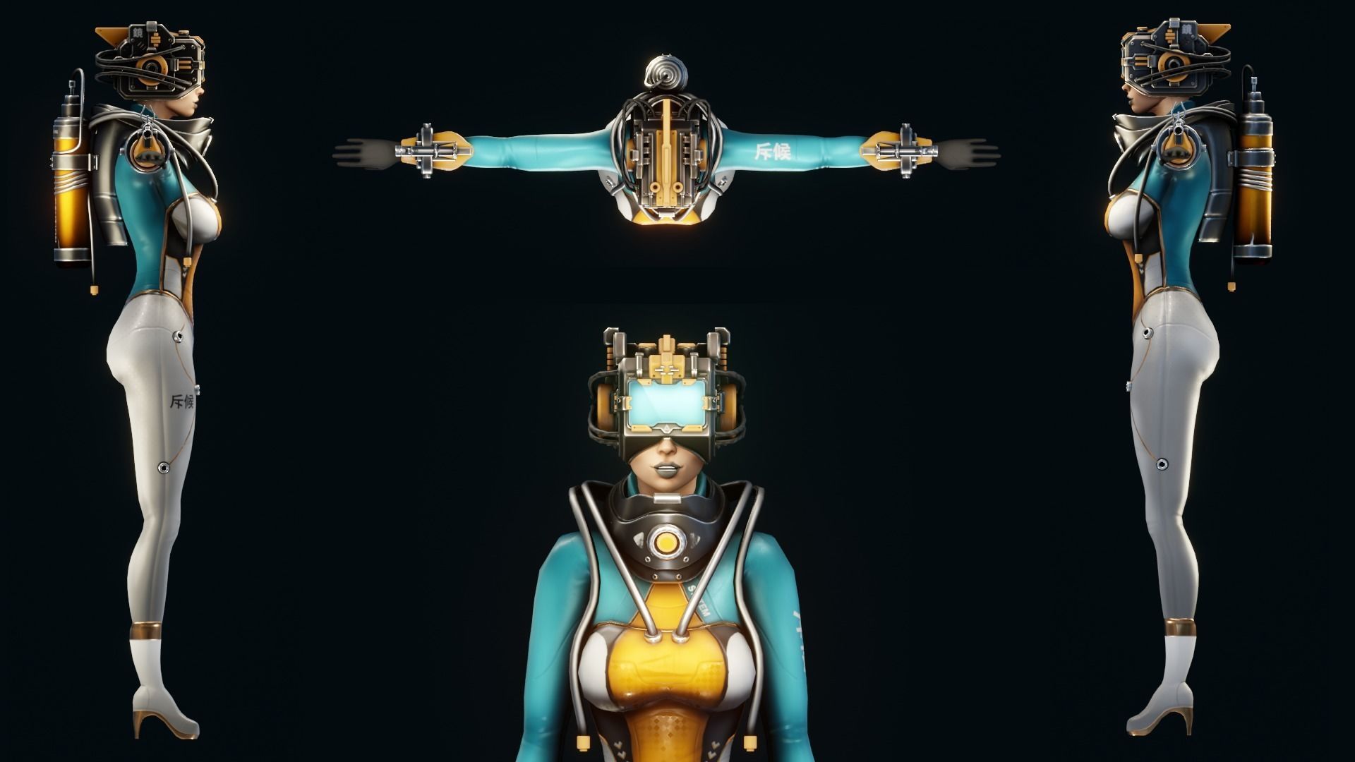 Sci-Fi Scout Girl Low-poly 3D model_7