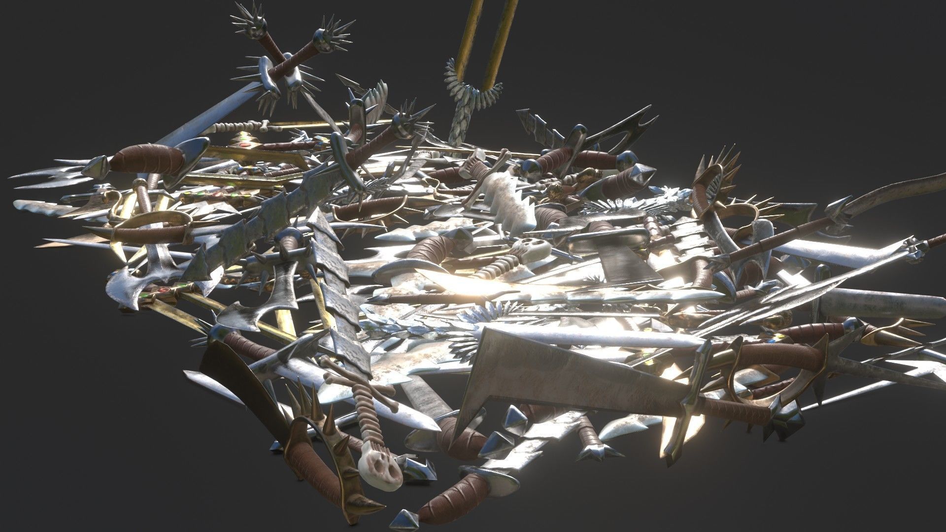 100 SWORDS COLLECTION PACK medieval melee weapons Game Ready FBX Low-poly 3D model_8