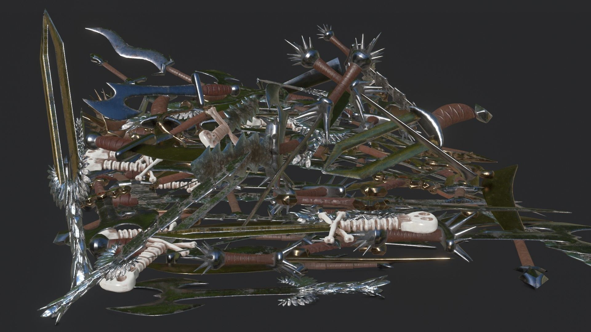 100 SWORDS COLLECTION PACK medieval melee weapons Game Ready FBX Low-poly 3D model_11