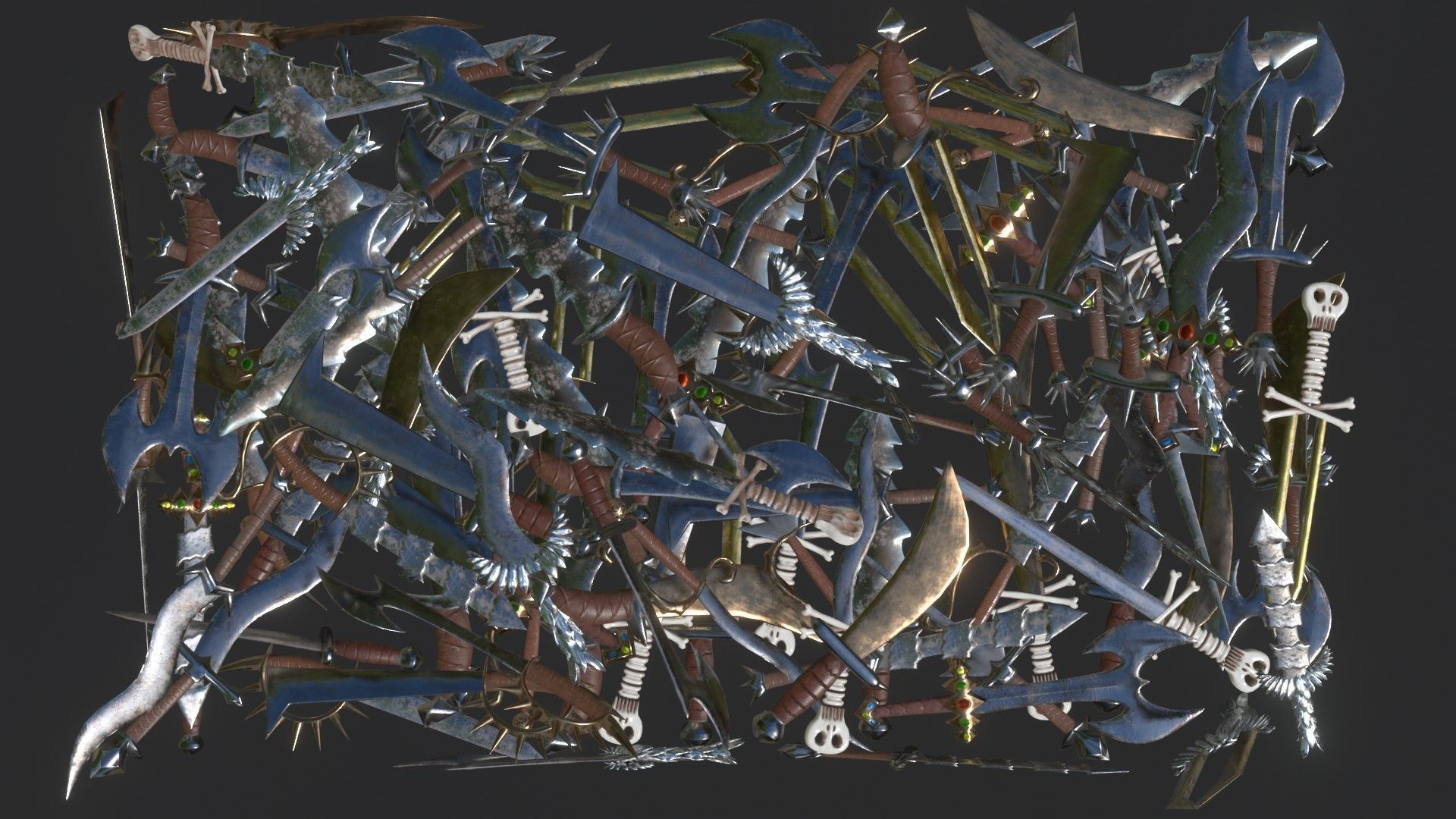 100 SWORDS COLLECTION PACK medieval melee weapons Game Ready FBX Low-poly 3D model_12