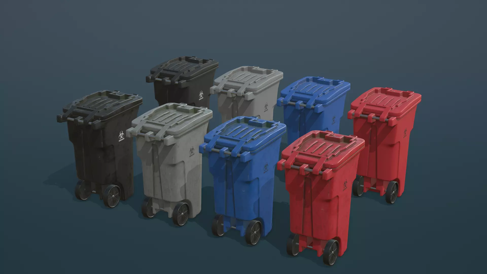 Biohazard Waste Bin Low-poly 3D model_0