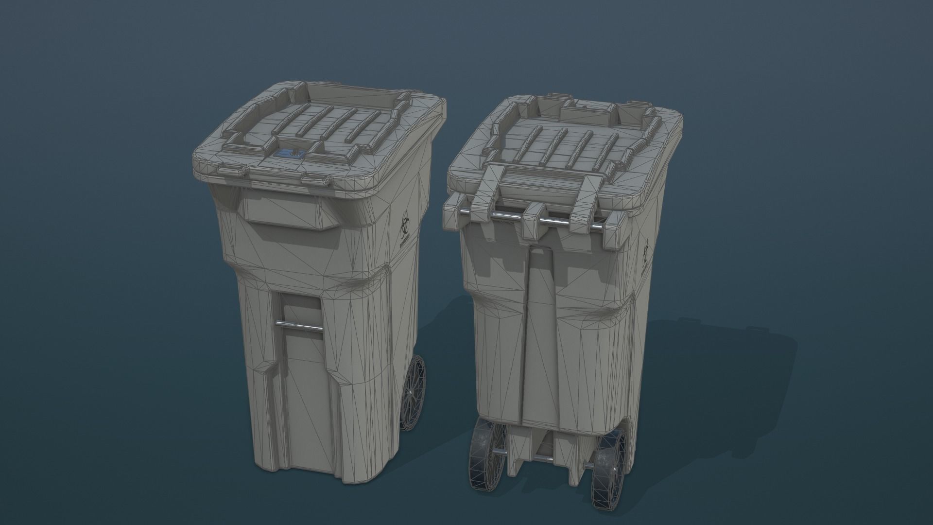 Biohazard Waste Bin Low-poly 3D model_7