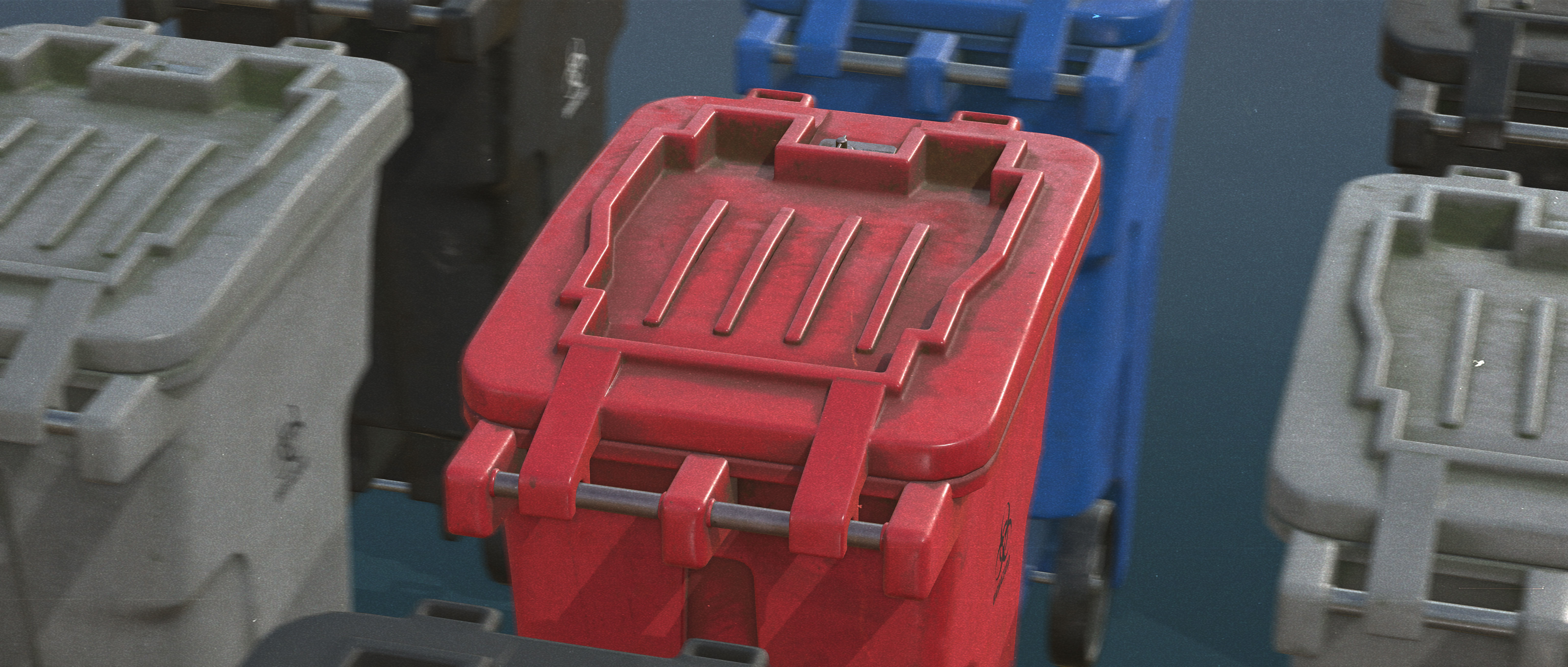 Biohazard Waste Bin Low-poly 3D model_5