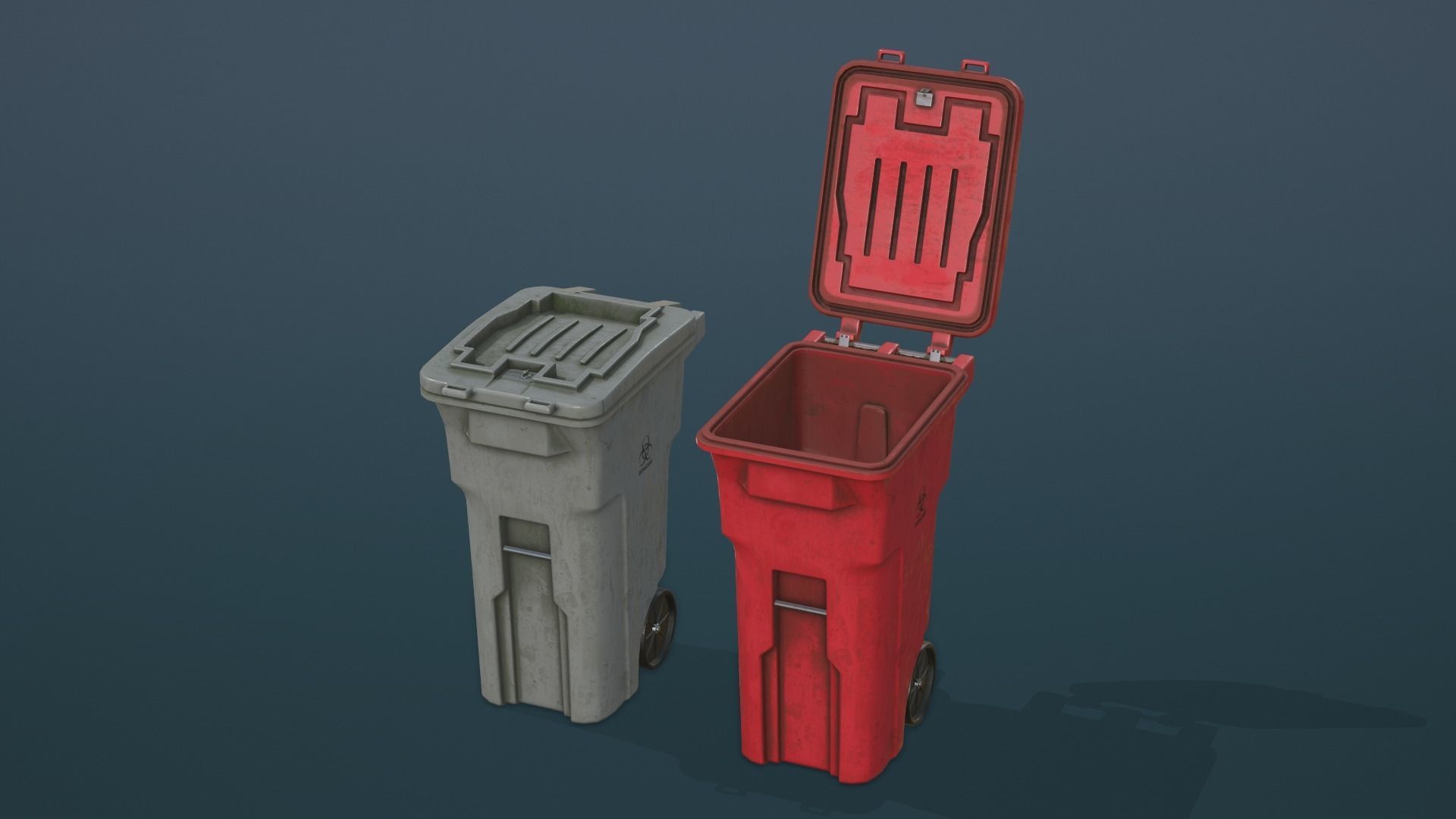 Biohazard Waste Bin Low-poly 3D model_4