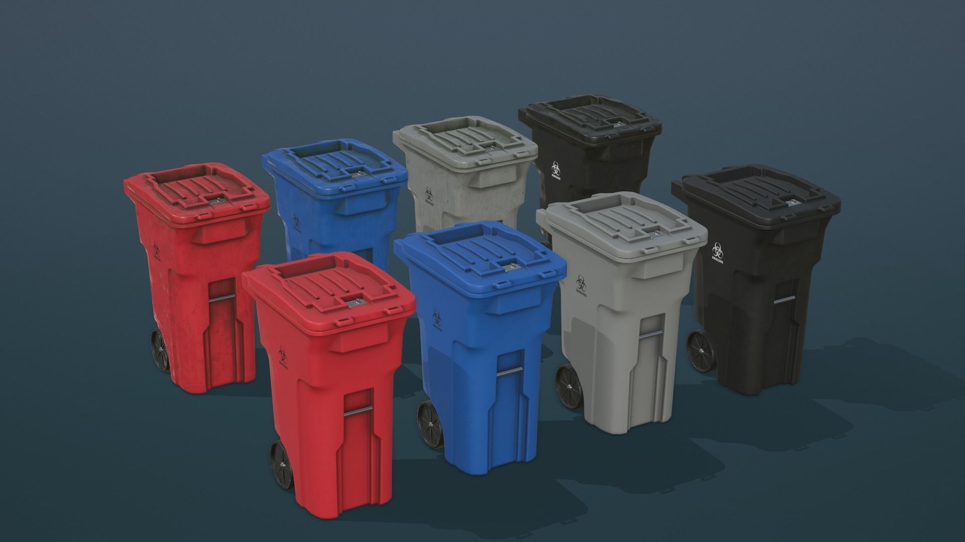 Biohazard Waste Bin Low-poly 3D model_2
