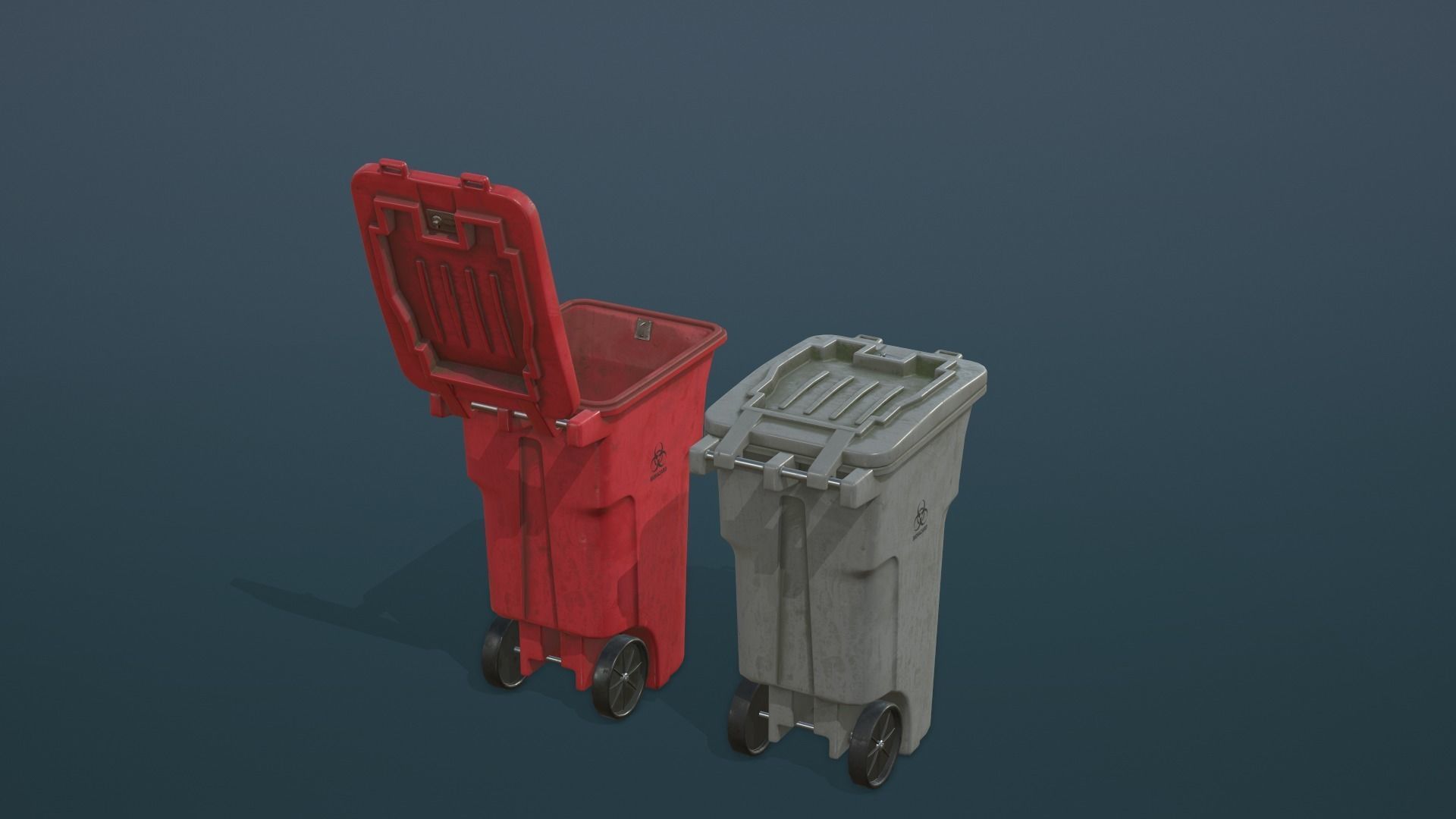 Biohazard Waste Bin Low-poly 3D model_3