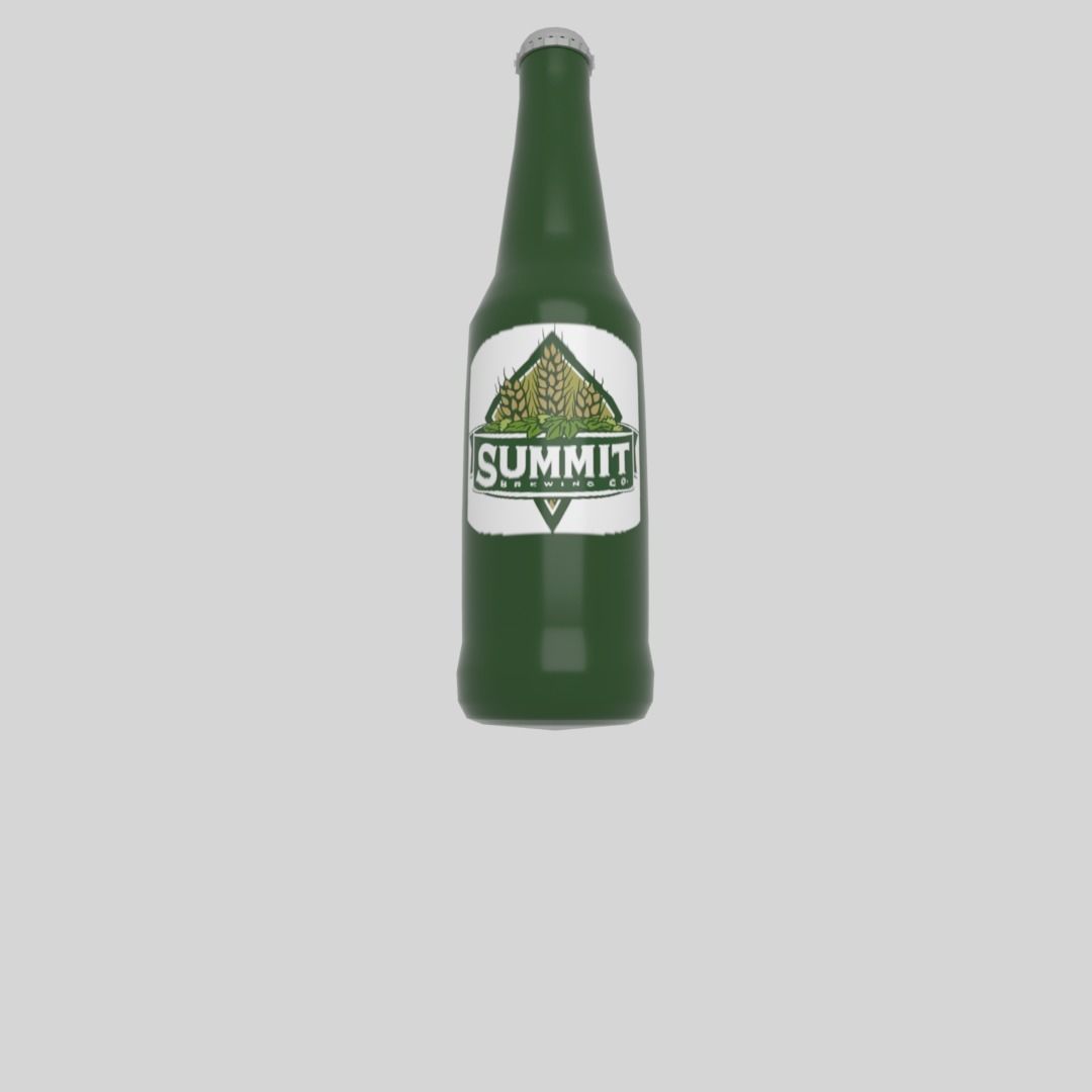 Beer bottle Low-poly 3D model_10