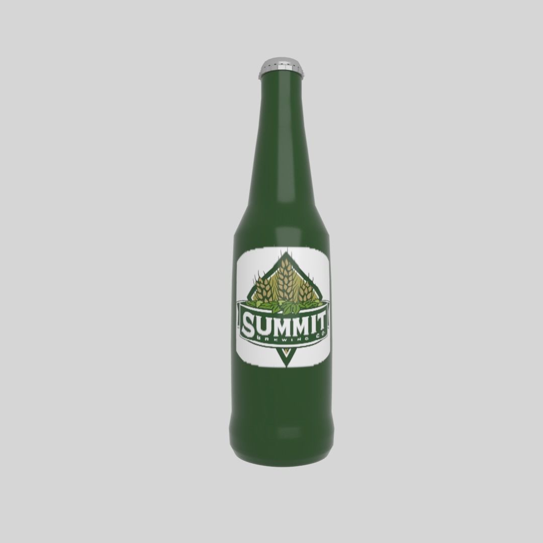 Beer bottle Low-poly 3D model_2
