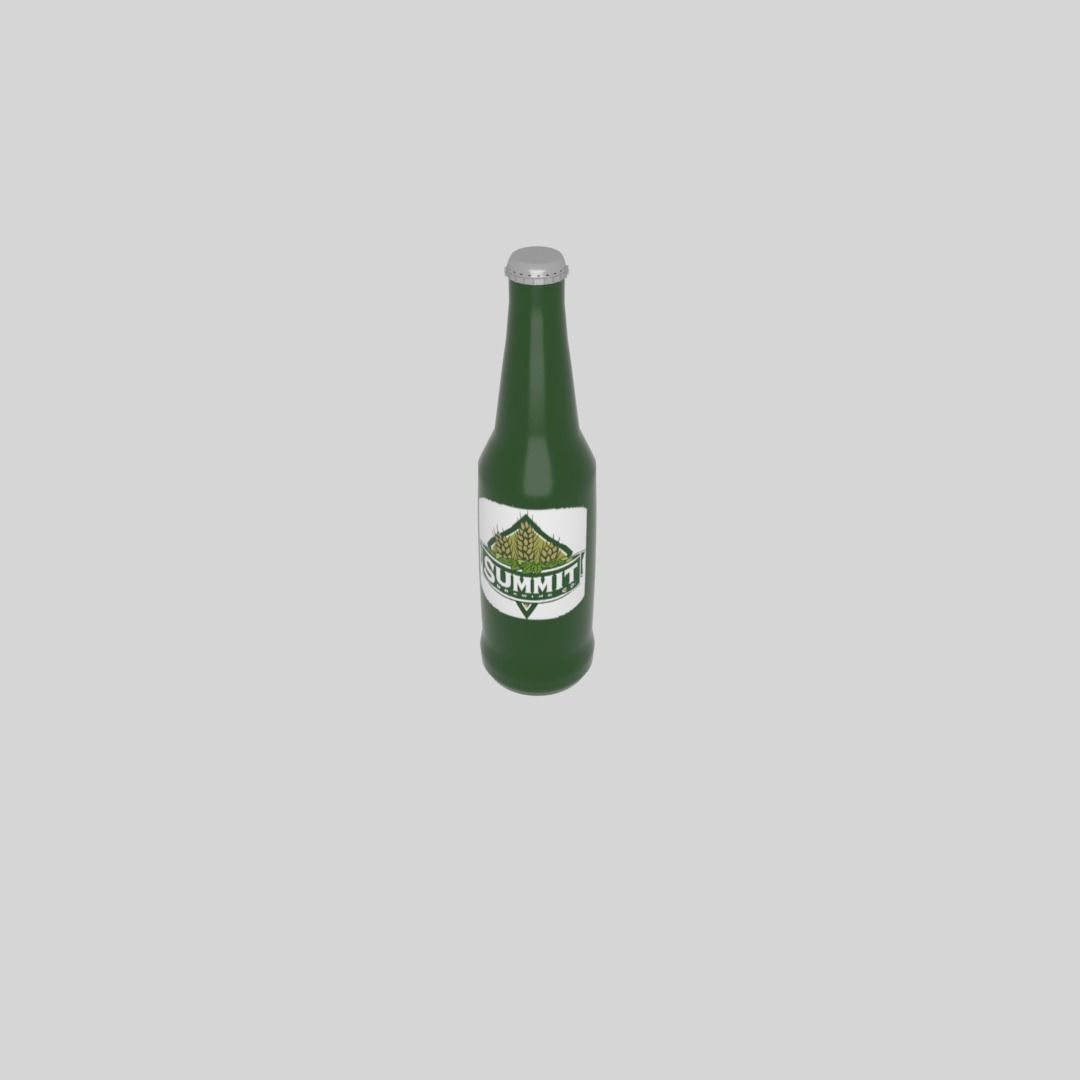 Beer bottle Low-poly 3D model_1