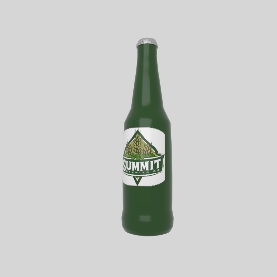 Beer bottle Low-poly 3D model_5