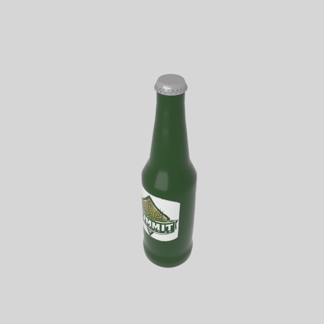 Beer bottle Low-poly 3D model_4