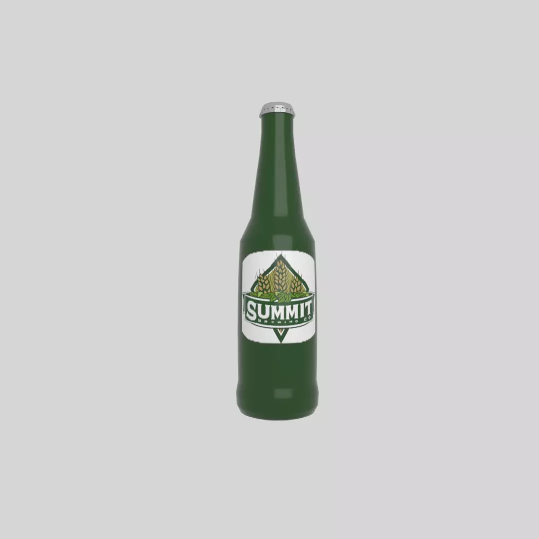 Beer bottle Low-poly 3D model_0