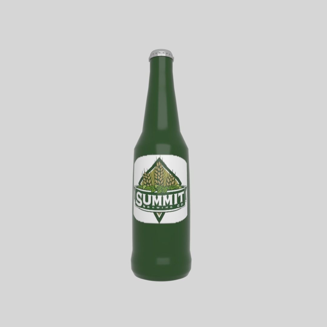 Beer bottle Low-poly 3D model_6