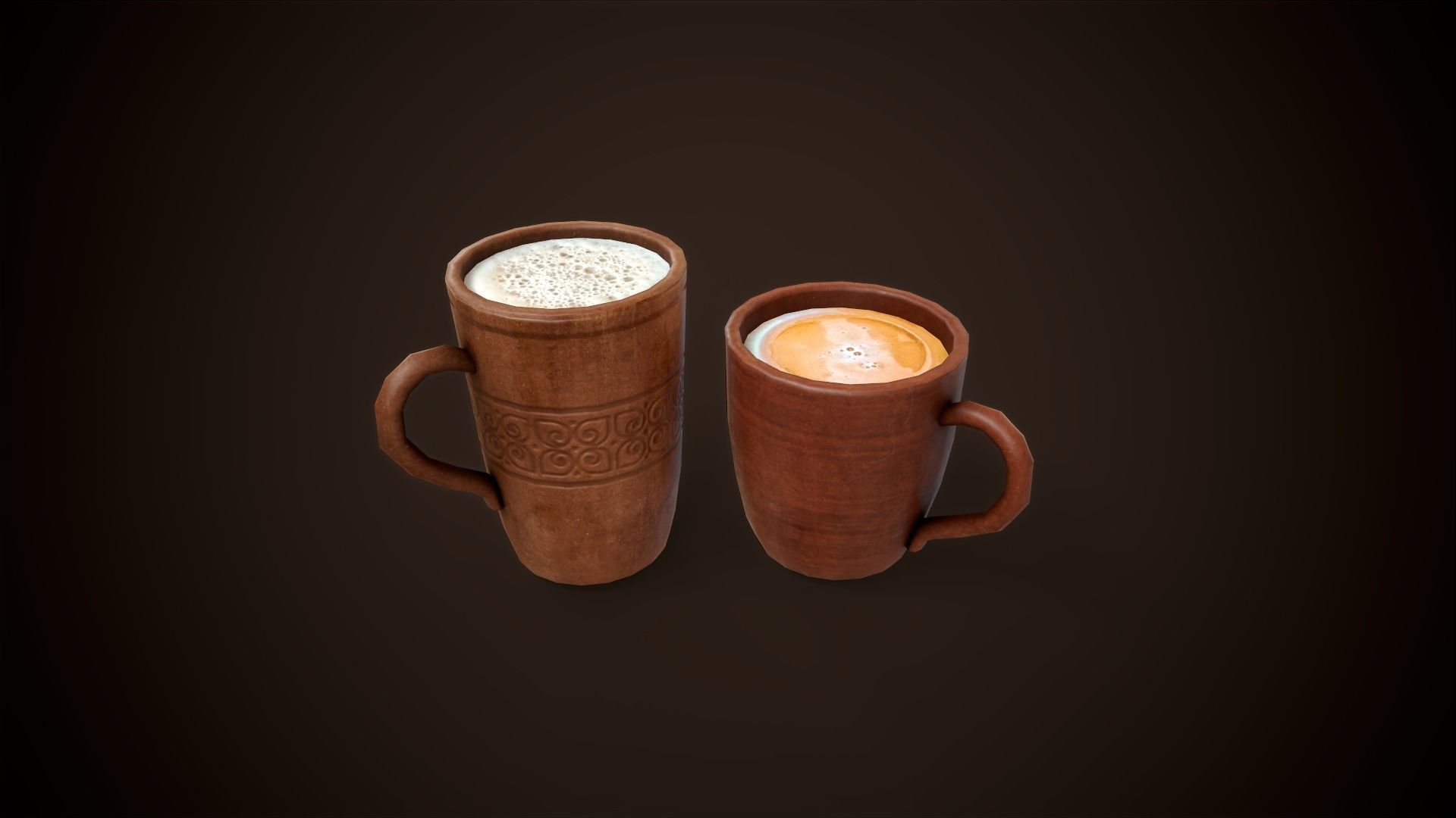 Medieval clay tableware pack Low-poly 3D model_11