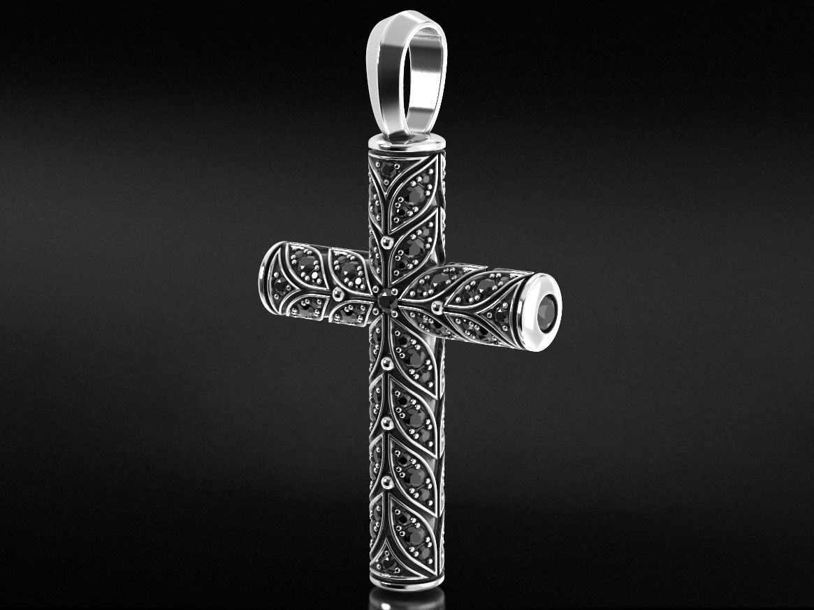 Beautiful cross with leaves and stones 652 3D print model_2
