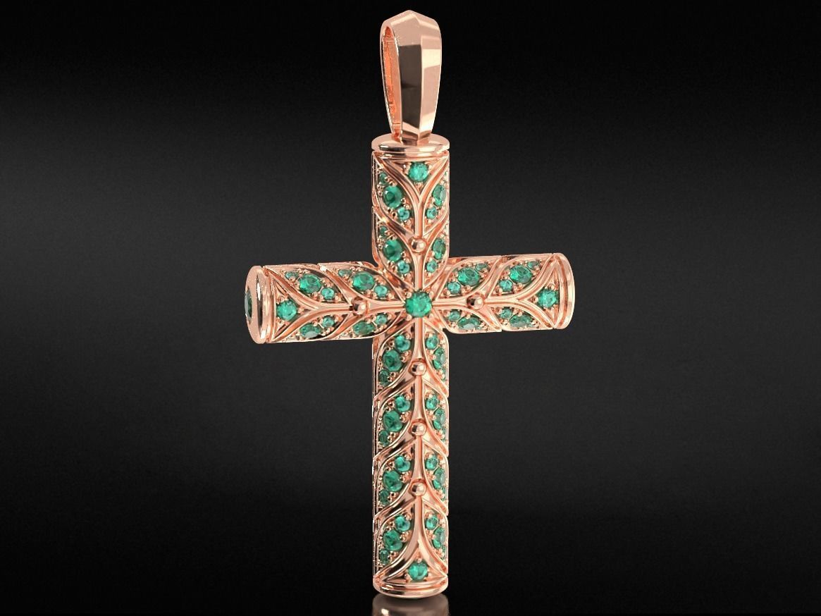 Beautiful cross with leaves and stones 652 3D print model_15