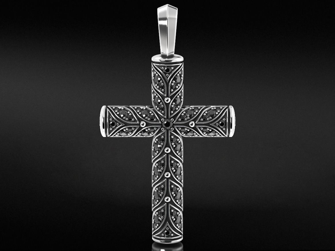 Beautiful cross with leaves and stones 652 3D print model_1