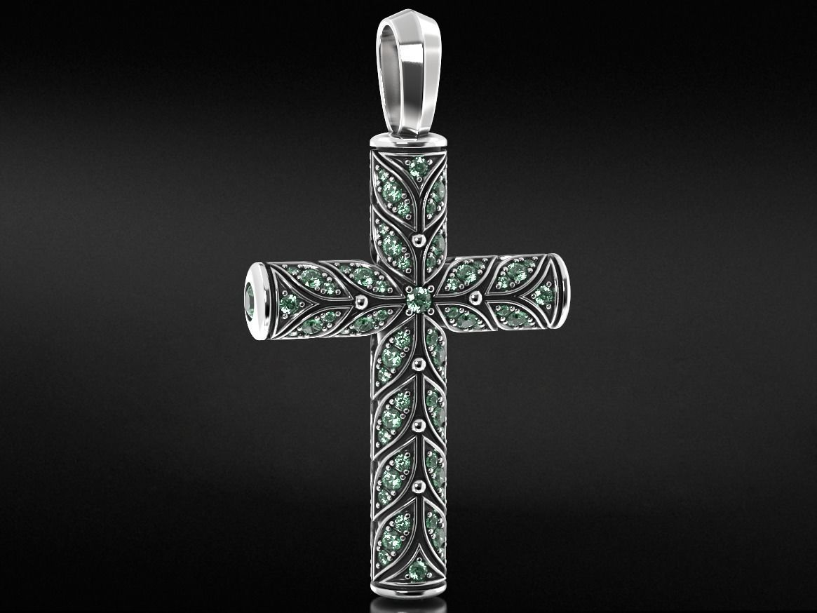 Beautiful cross with leaves and stones 652 3D print model_9