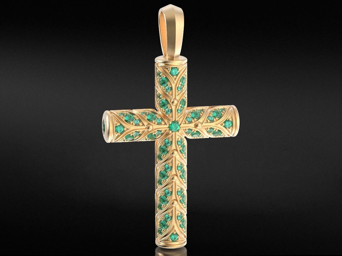 Beautiful cross with leaves and stones 652 3D print model_13