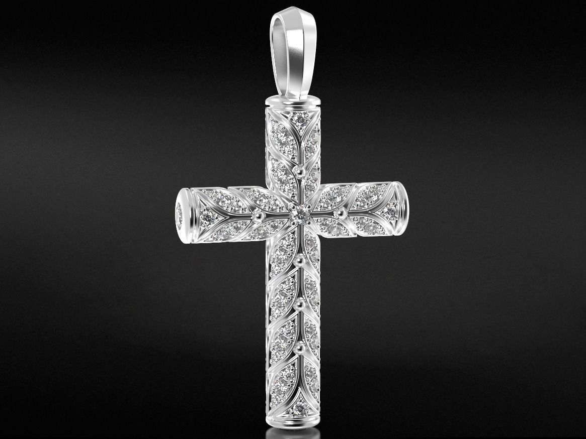 Beautiful cross with leaves and stones 652 3D print model_7