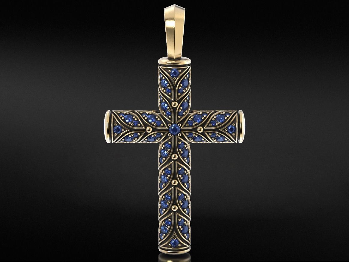 Beautiful cross with leaves and stones 652 3D print model_4