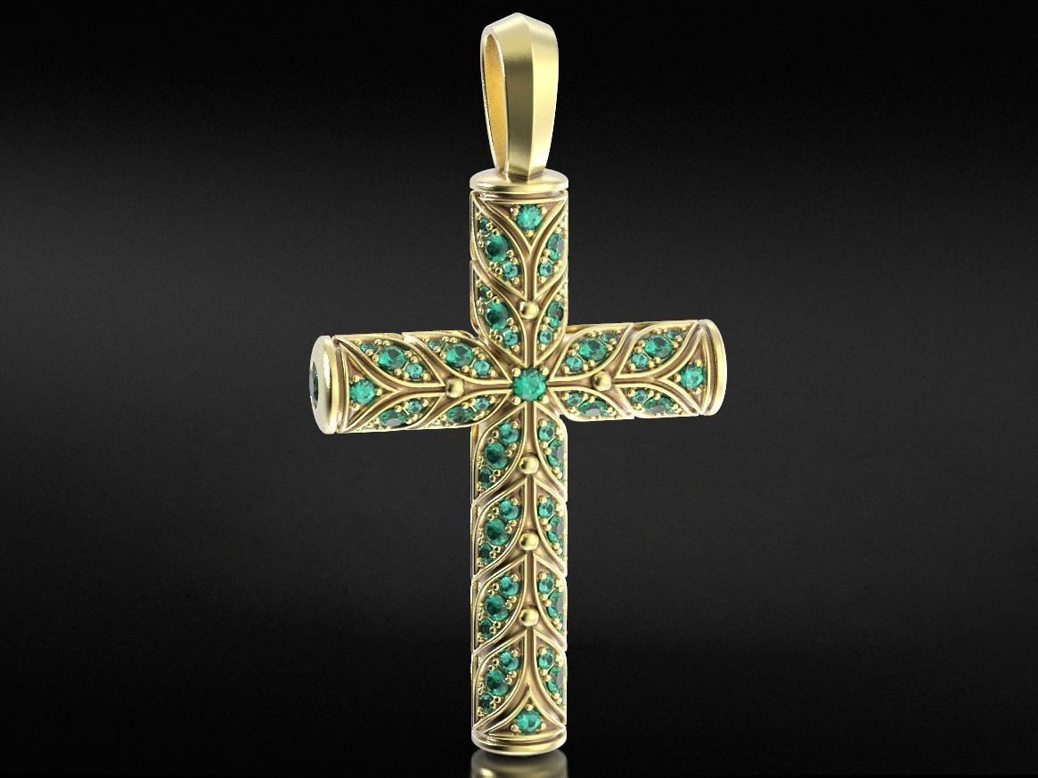 Beautiful cross with leaves and stones 652 3D print model_14