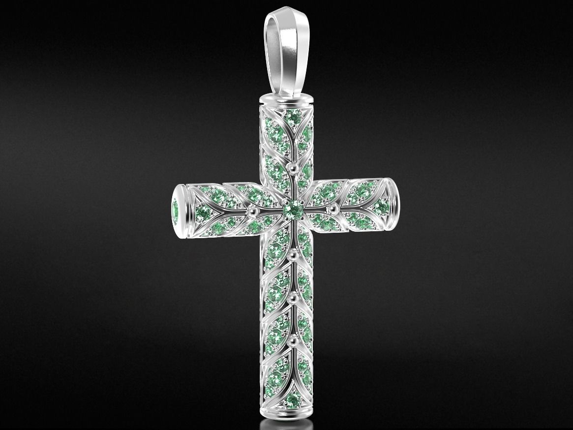 Beautiful cross with leaves and stones 652 3D print model_8