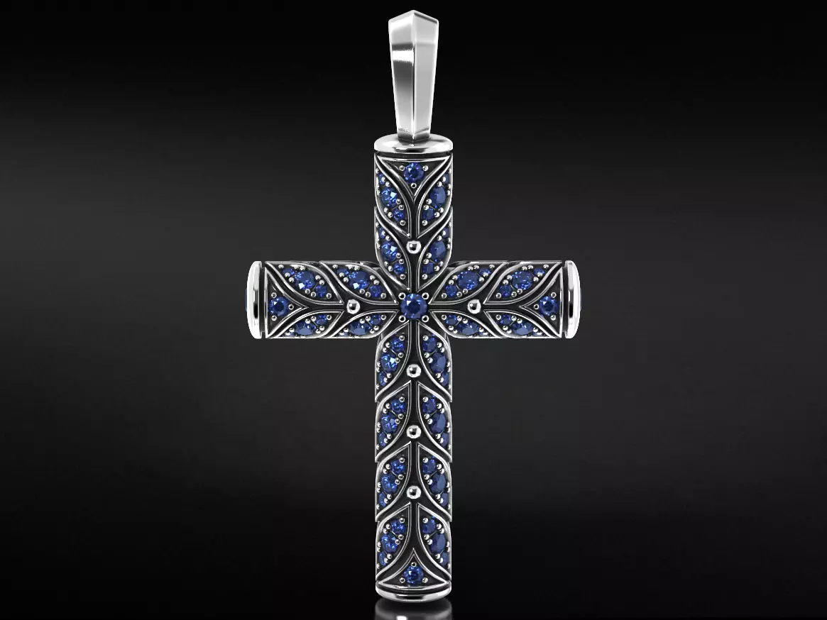 Beautiful cross with leaves and stones 652 3D print model_0