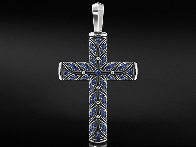 Beautiful cross with leaves and stones 652 3D print model