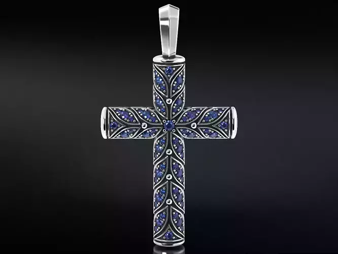 Beautiful cross with leaves and stones 652 3D print model
