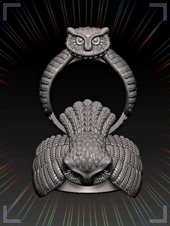 Owl hip hop Ring 3D print model_1
