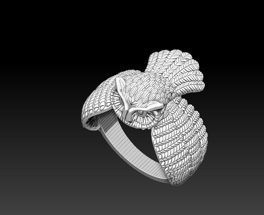Owl hip hop Ring 3D print model_9