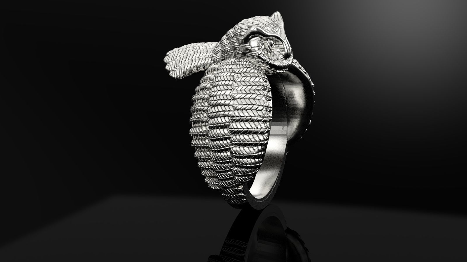 Owl hip hop Ring 3D print model_4