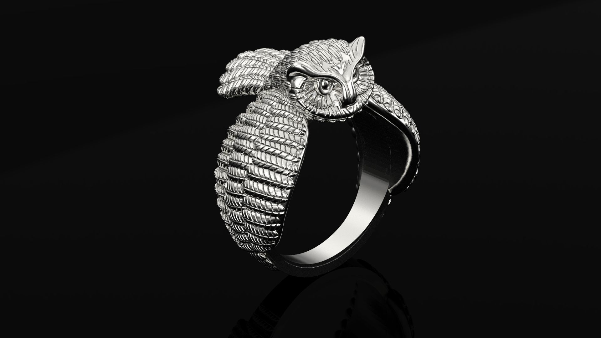 Owl hip hop Ring 3D print model_11