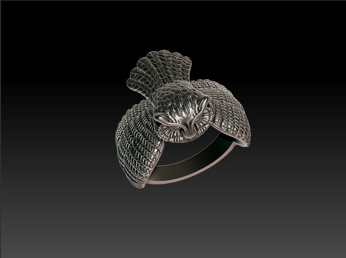 Owl hip hop Ring 3D print model_5
