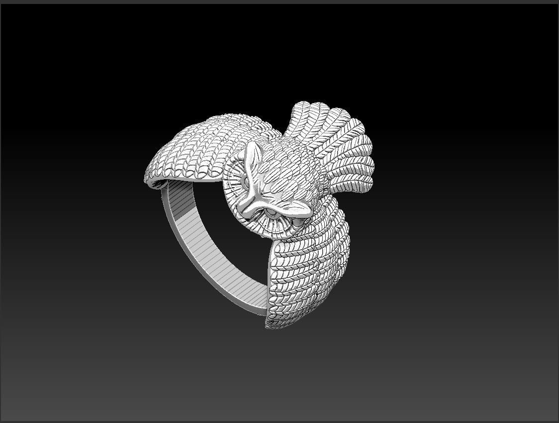 Owl hip hop Ring 3D print model_7