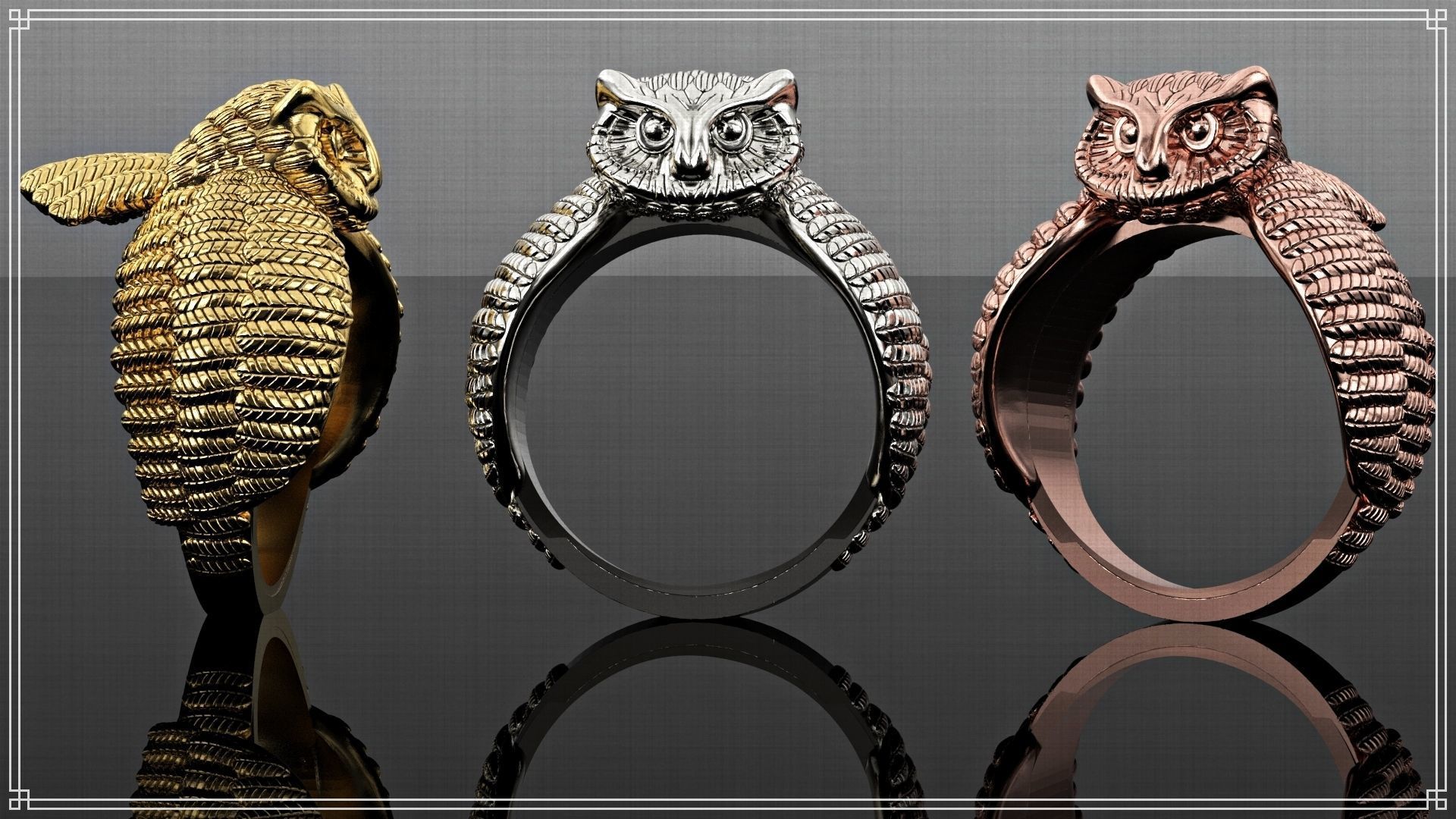 Owl hip hop Ring 3D print model_3