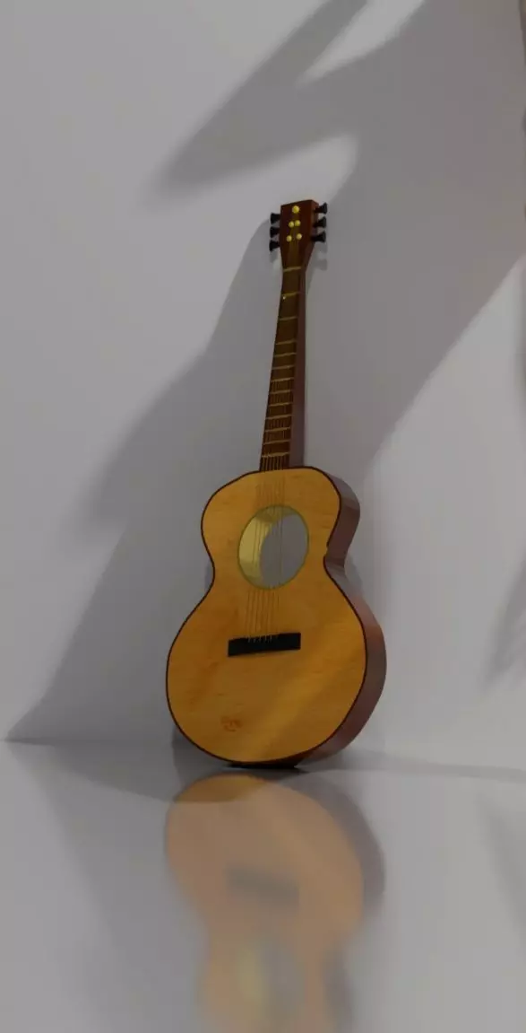Realistic Guitar acoustic Free 3D model_0