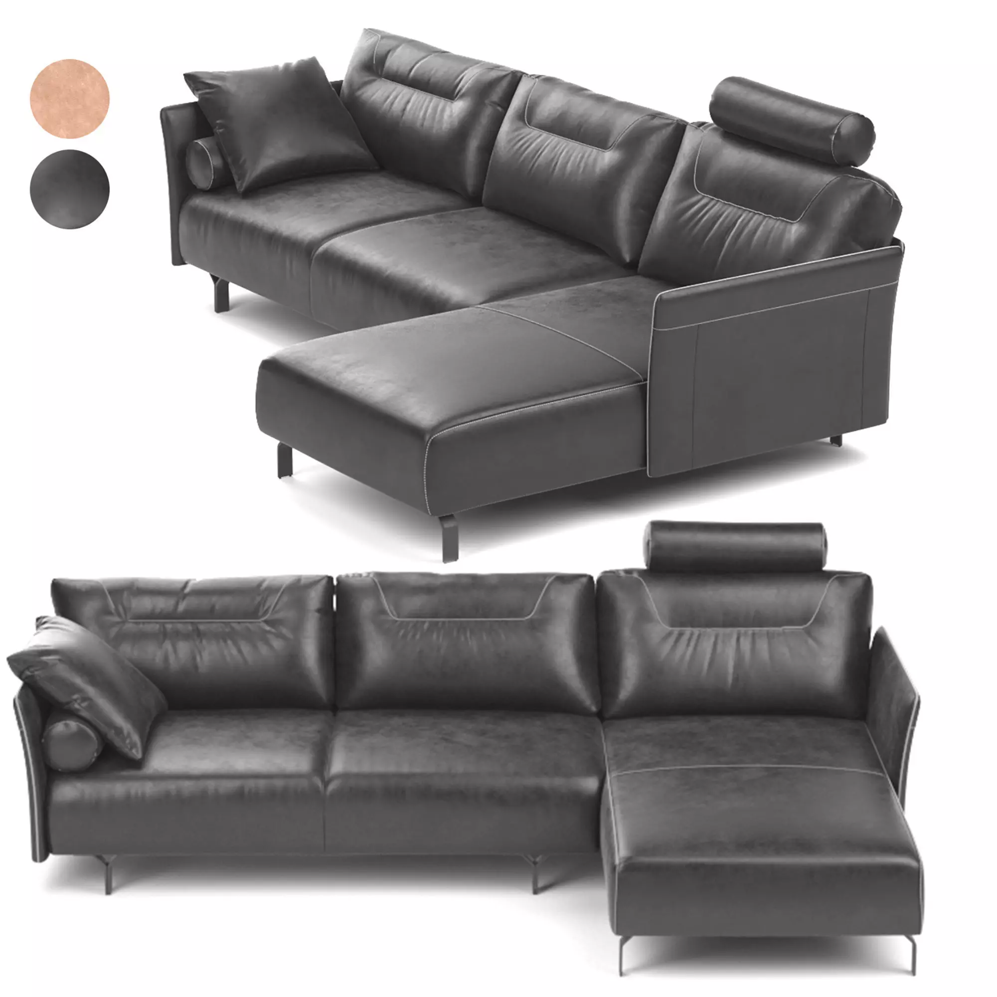 Tenore Corner Sofa by Natuzzi 3D model_0