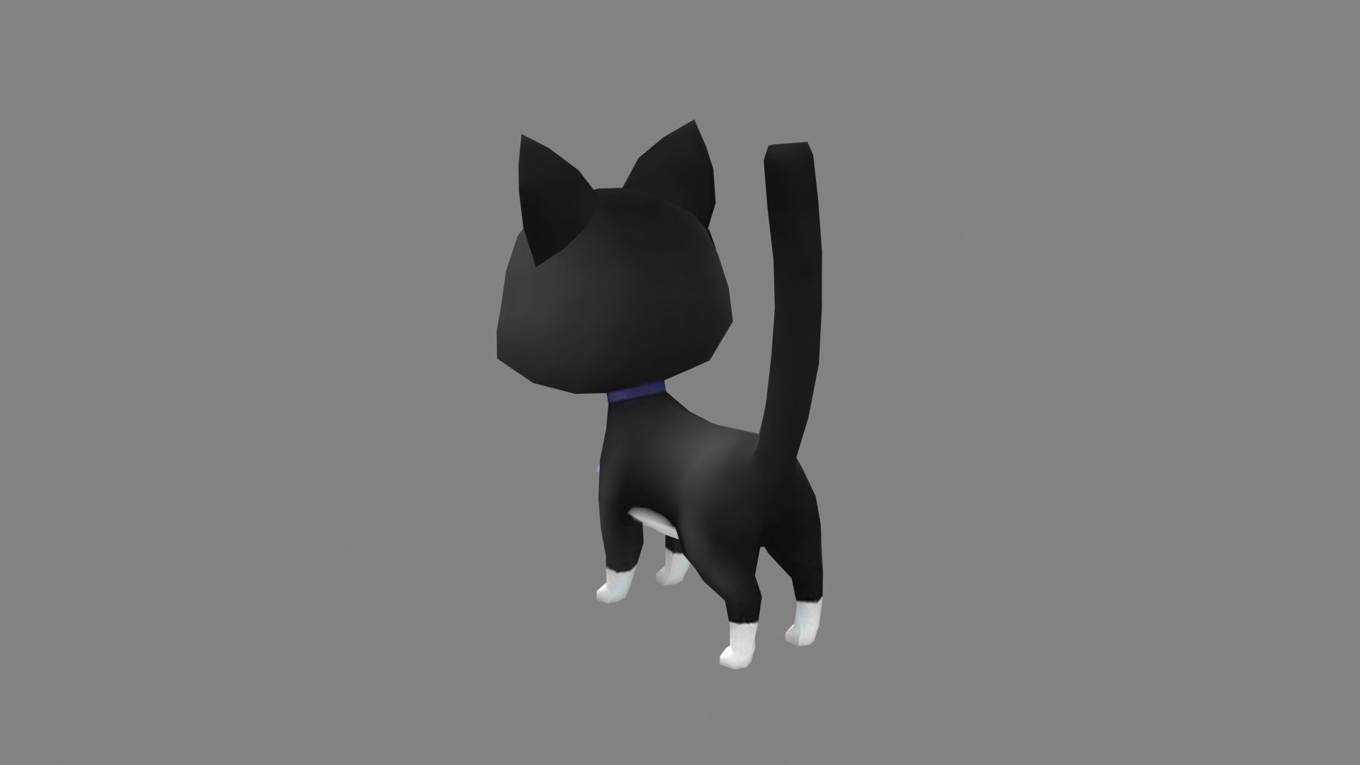 Cartoon black cat with glasses Low-poly 3D model_2