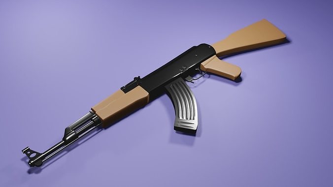 AK-47 low poly rifle Low-poly 3D model