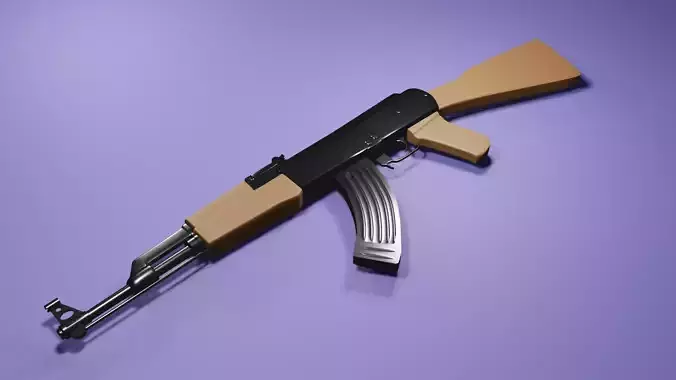 AK-47 low poly rifle Low-poly 3D model